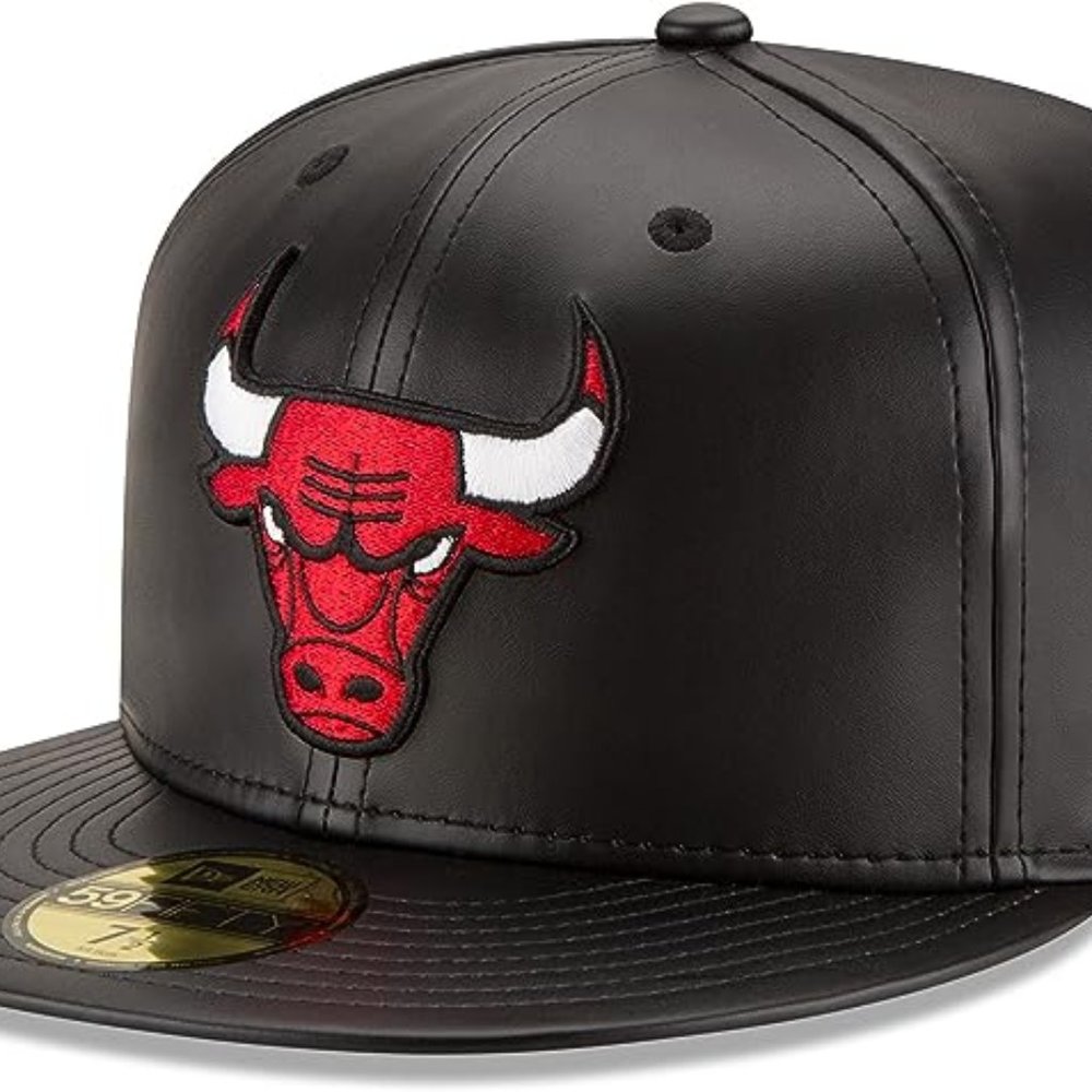 NBA Chicago Bulls Men's Faux Leather 59FIFTY Fitted Cap, 7.625
